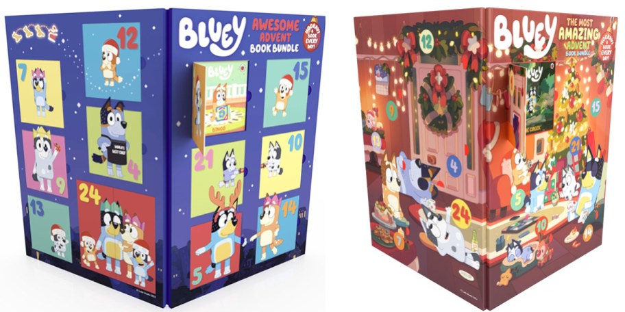 two bluey themed book advent calendars