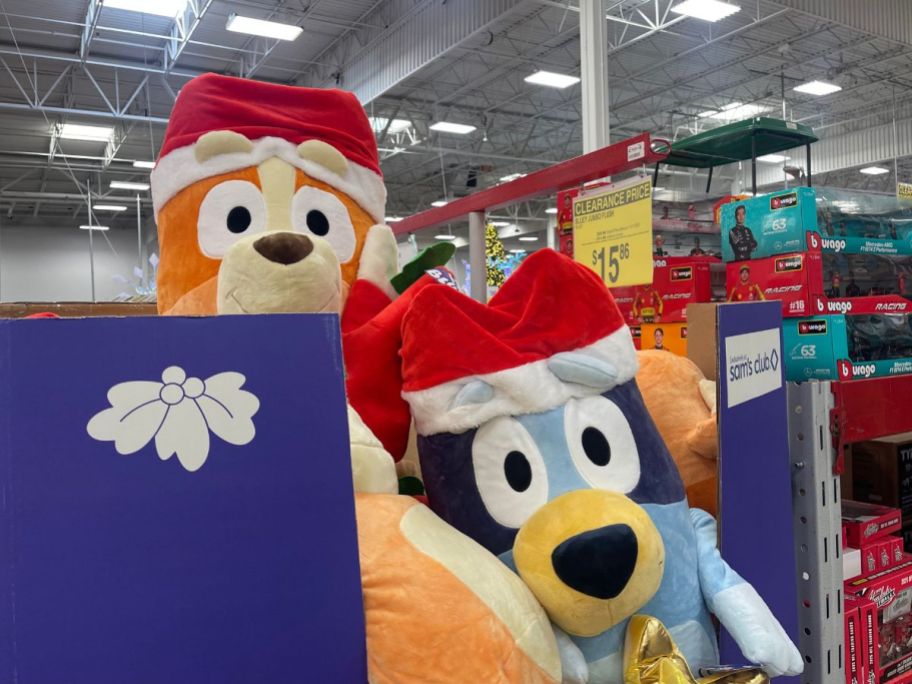 Bluey and Bingo Santa plush dolls