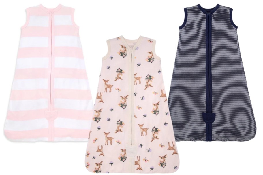 2 styles of burt's bees baby wearable blankets