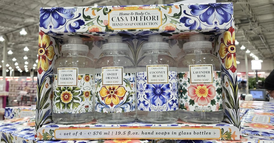 4-pack of hand soaps on display in store