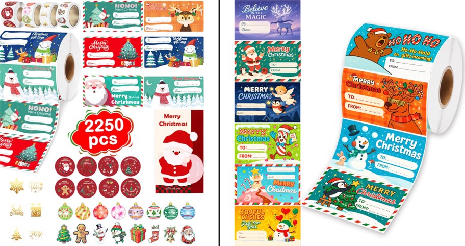 two sets of christmas gift tags