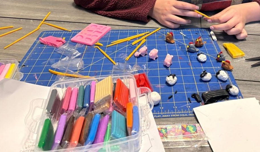 Clay kit being used for a school project
