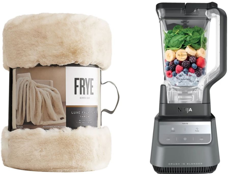 Stock images of a Frye Throw and a Ninja Blender