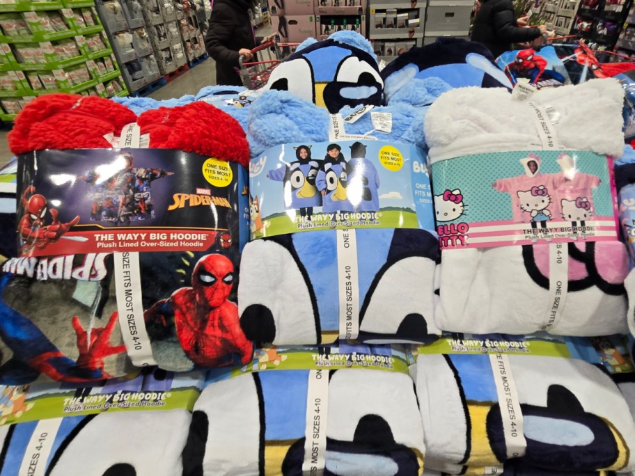 Kids big character hoodies at Costco.