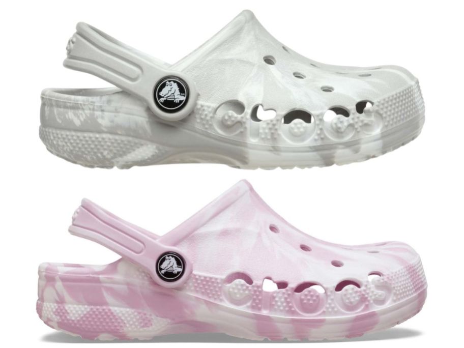 stock image of Crocs green and pink