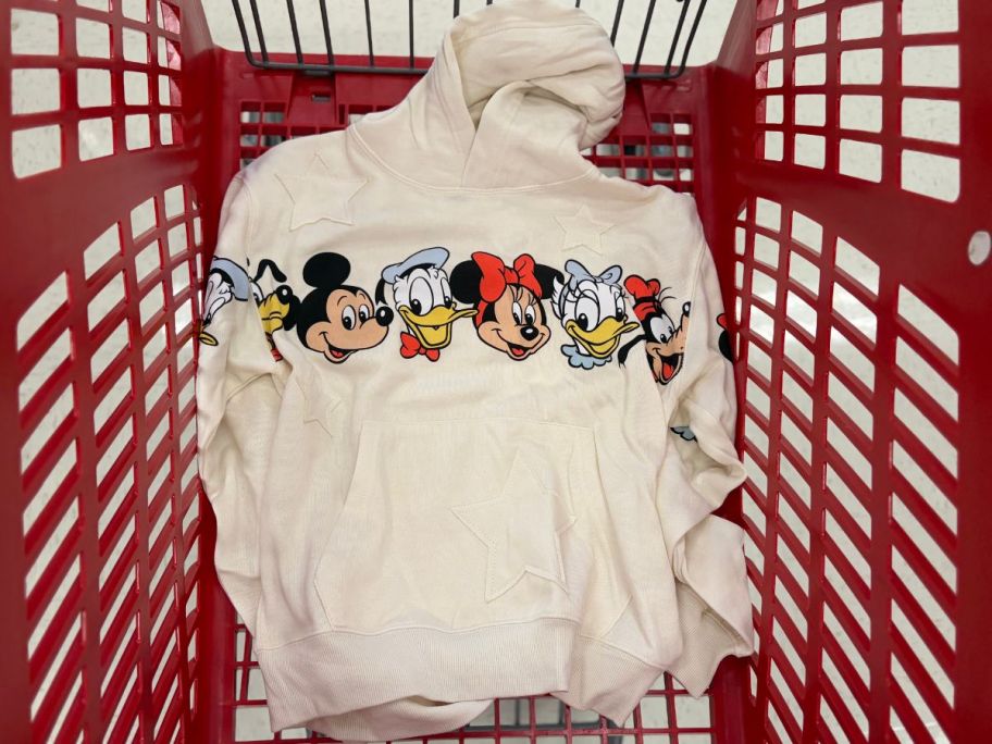 A target shopping cart with a Disney Mickey & Friends graphic on it