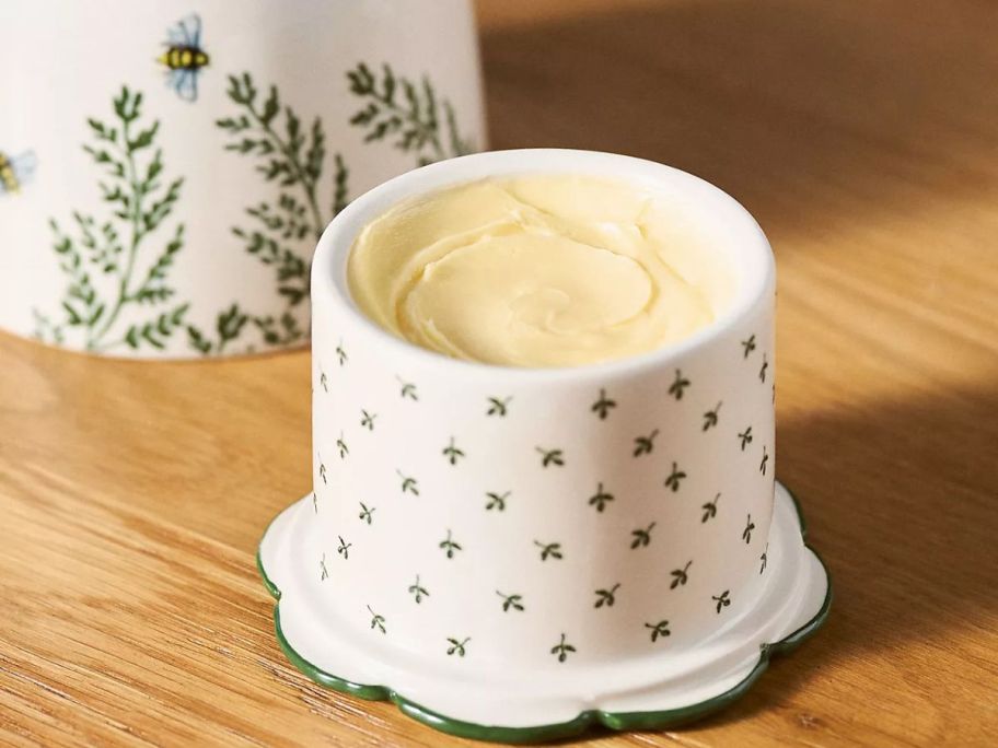 Eden Stoneware Butter Keeper on top of the table