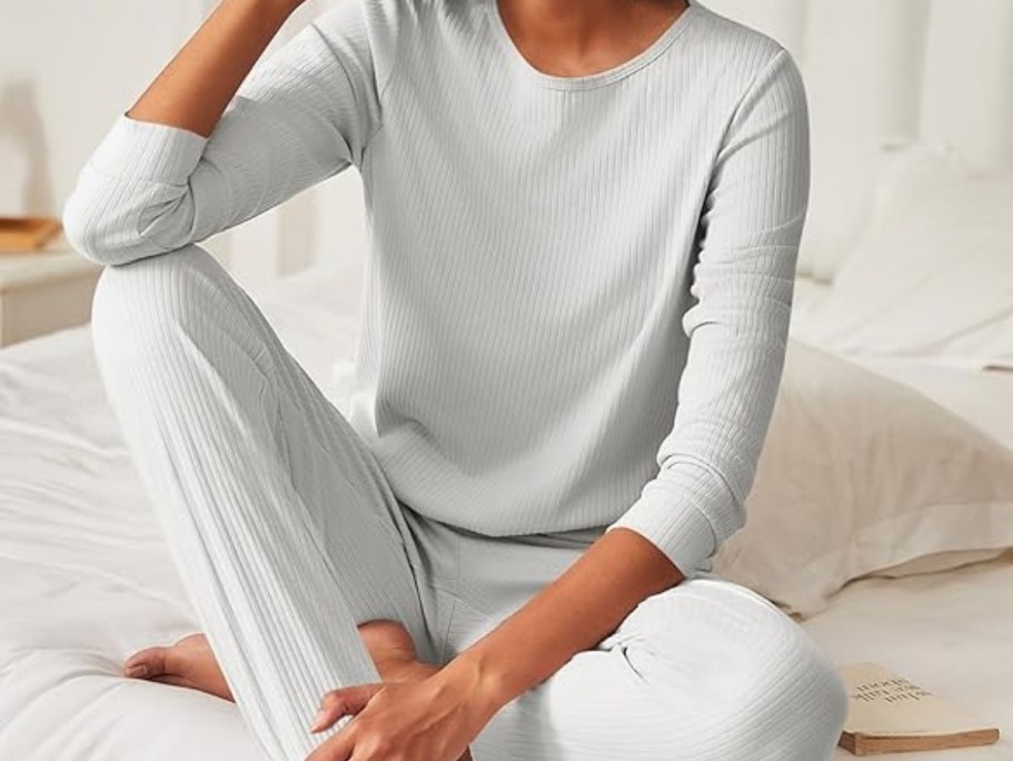 Women’s Rib Knit Lounge Set Only $12.99 on Amazon