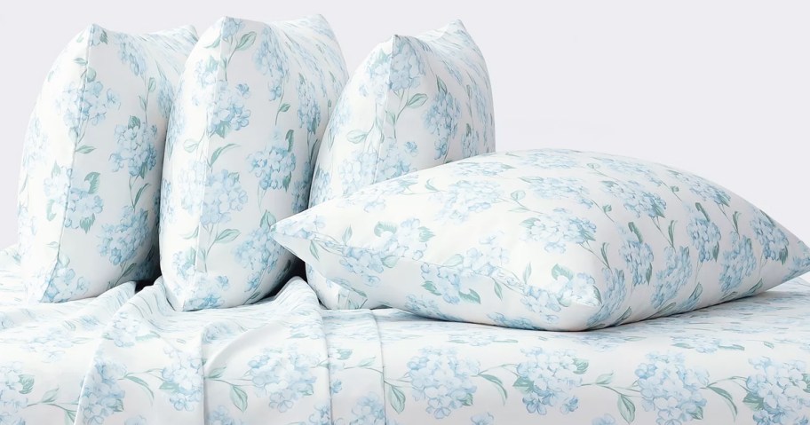 blue hydrangea print sheet set