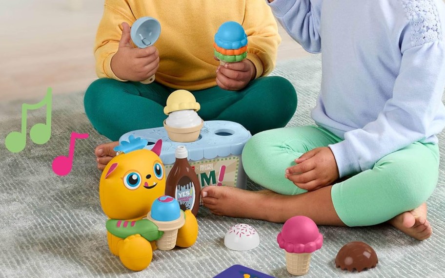 kids playing with an ice cream playset