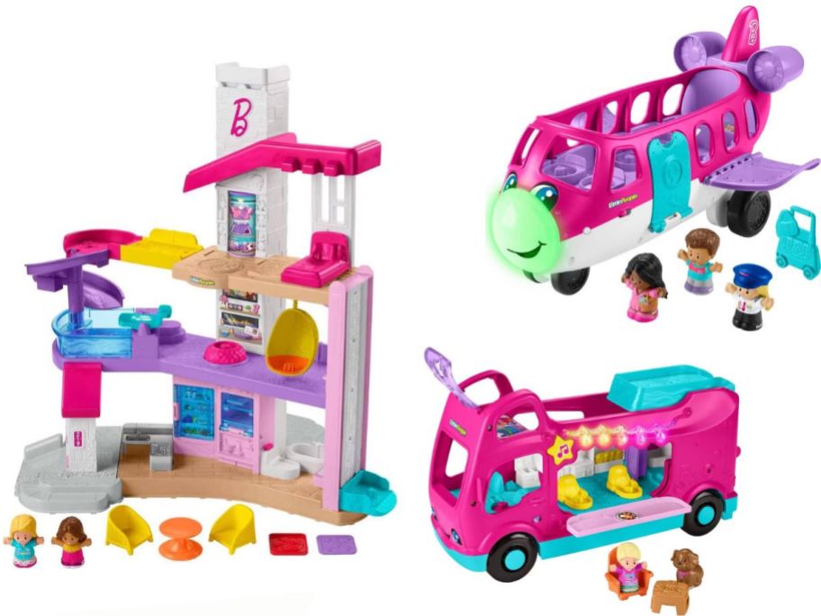 Three fisher price little people barbie toy sets