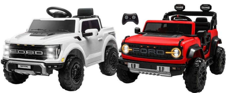 red and white ride on cars