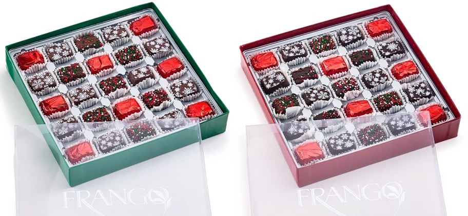 two opened boxes of christmas chocolates