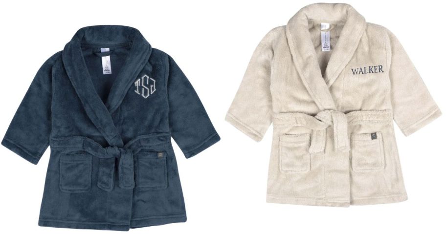 Stock images of two Gerber Baby bathrobes