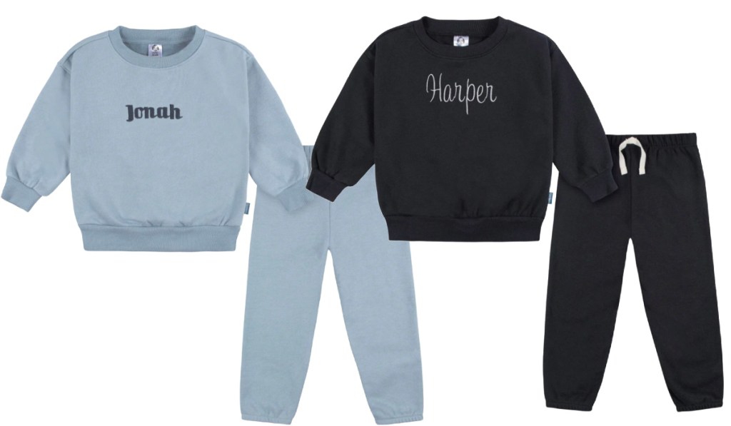 Gerber sweatsuits for babies with embroidered names
