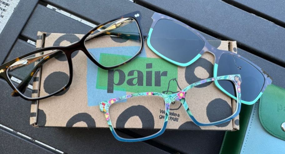 three different eyeglasses