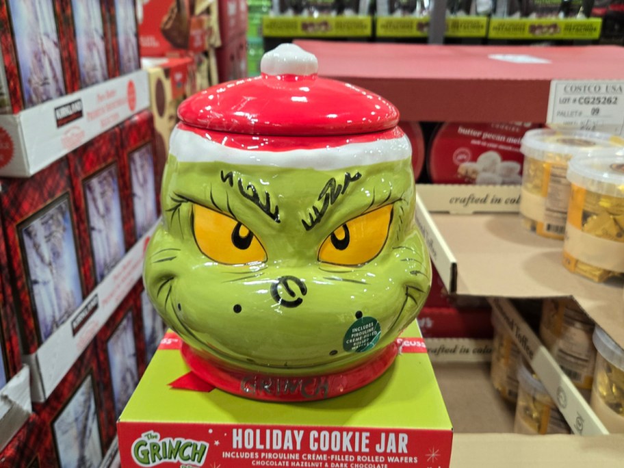 A grinch cookie jar at Costco.