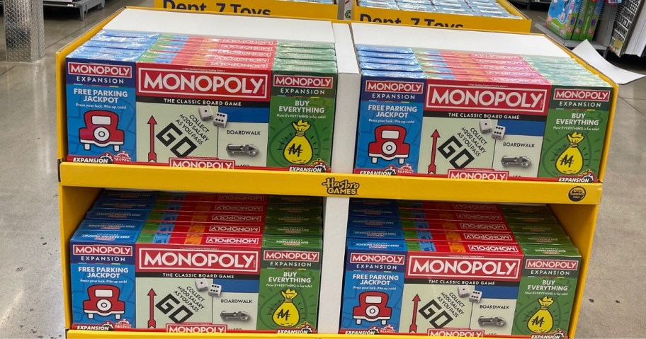 store display with monopoly expansion packs