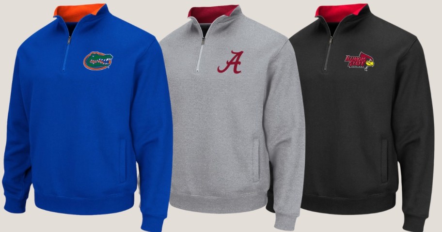 3 men's NCAA quarter zip jackets