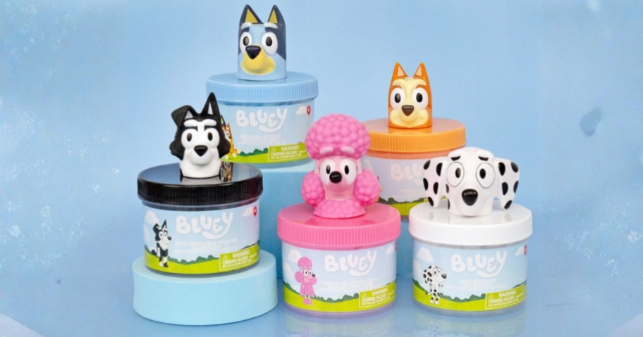5 Bluey Squishmallows slime containers