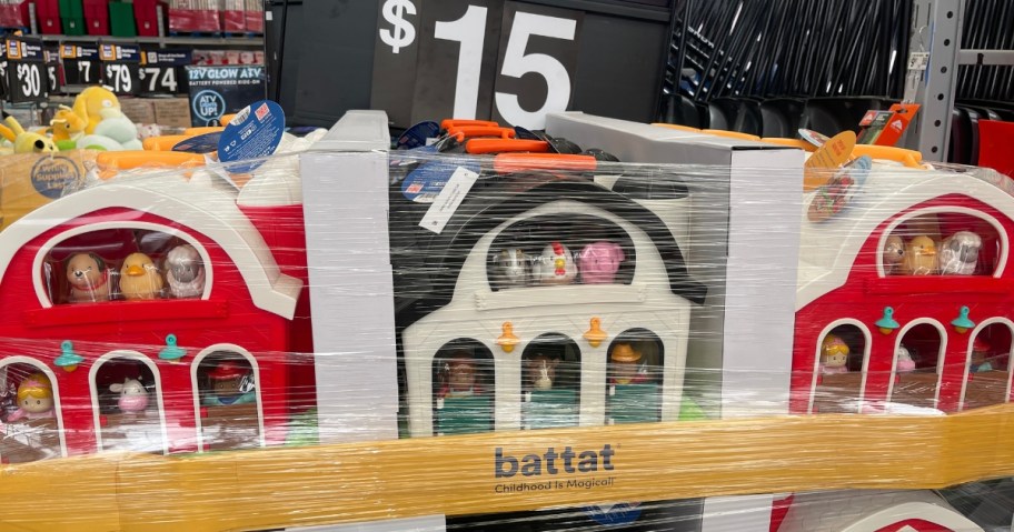 Walmart bin with kids farm playsets