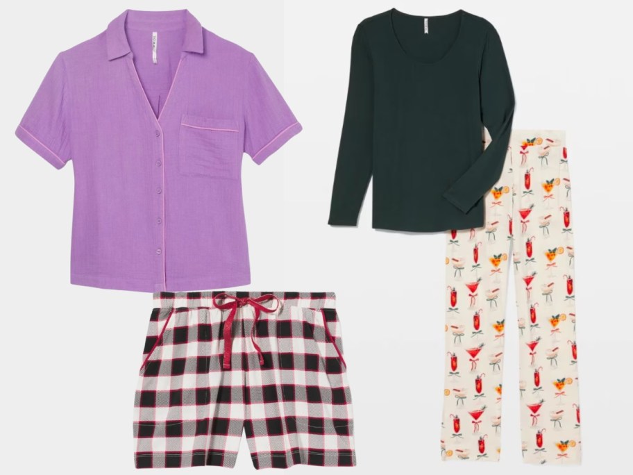women's pajama top and shorts and a set with a top and pants