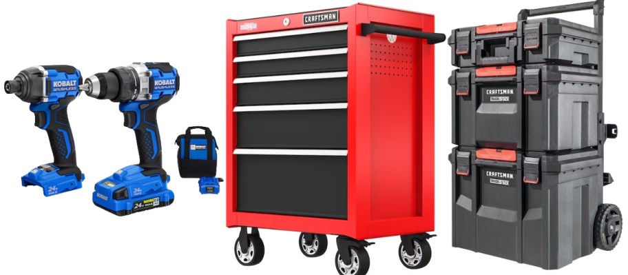 Kobalt drills, Craftman tool chest, Craftsman vera stack tool chests