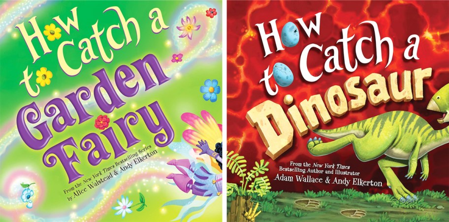 how to catch a garden fairy & dinosaur book covers