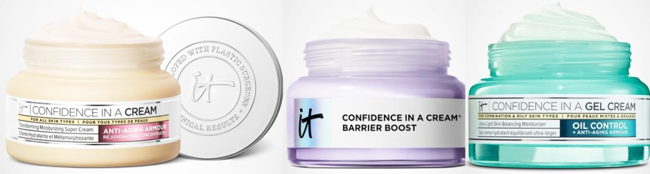 3 jars of IT Cosmetics moisturizers