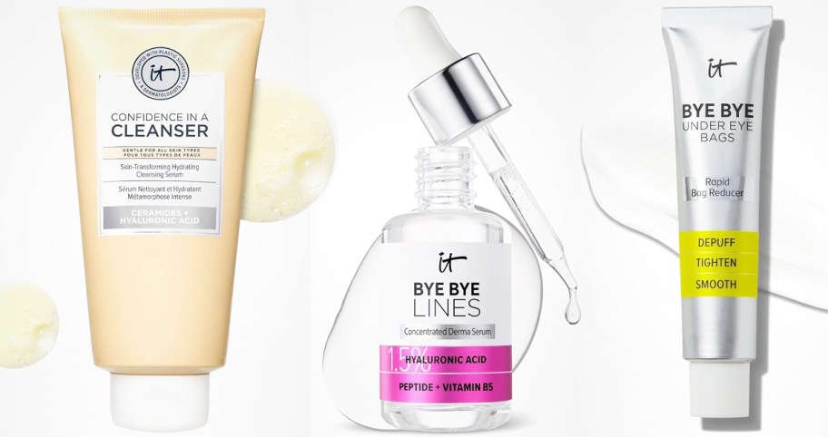IT Cosmetics skincare products in a row