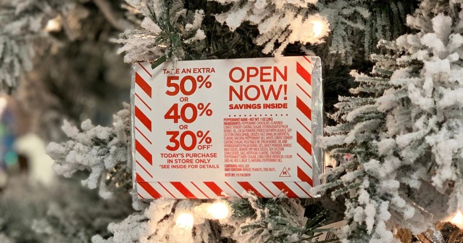 jcpenney coupon in a flocked christmas tree