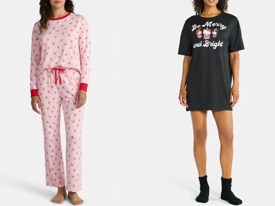 Jaclyn Women's Holiday Pajama Set and Hello Kitty and Friends Women's Sleep Tee & Socks