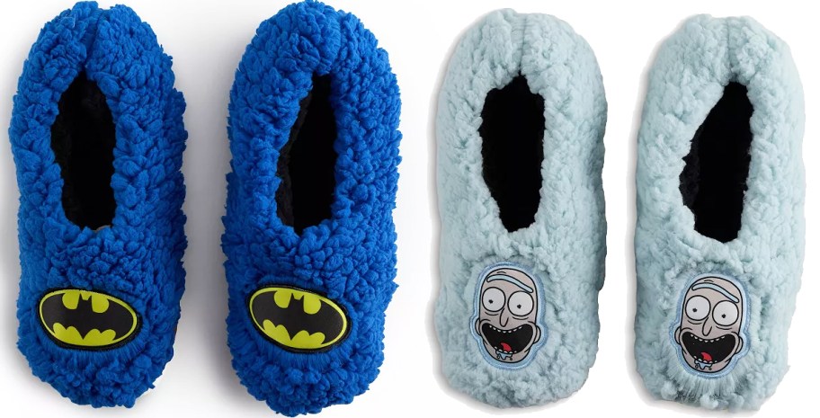 two pairs of fuzzy blue slipper socks