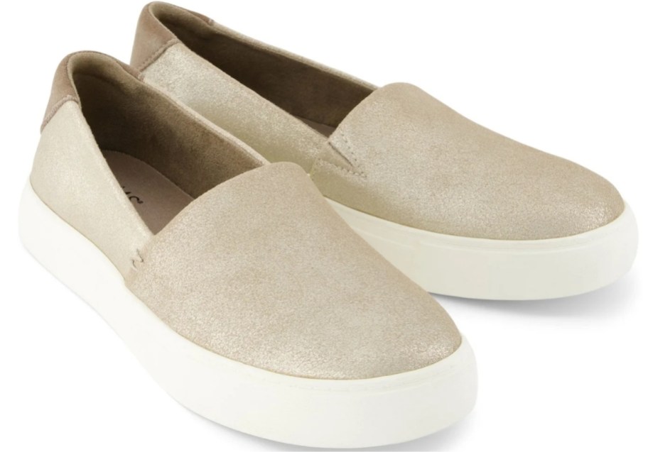 womens champagne metallic slip on sneaker