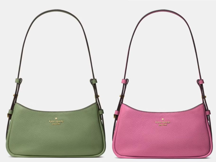 A green and a pink purse