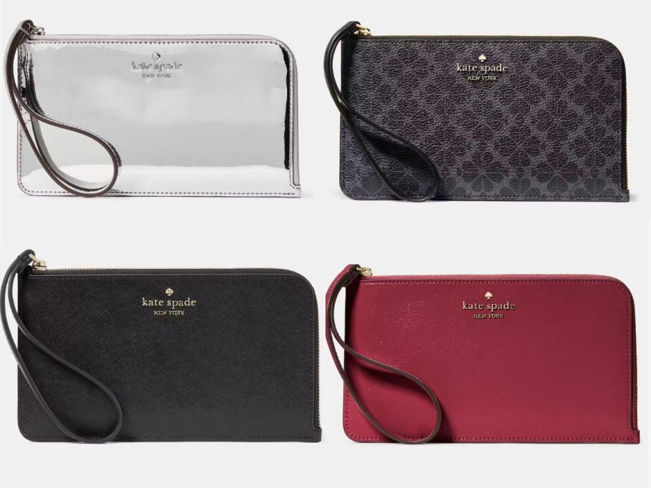 4 wristlets in silver, red, and black