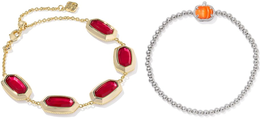 Kendra Scott Elaina Bezel Delicate Chain Bracelet and Kendra Scott Pumpkin Stretch Bracelet
