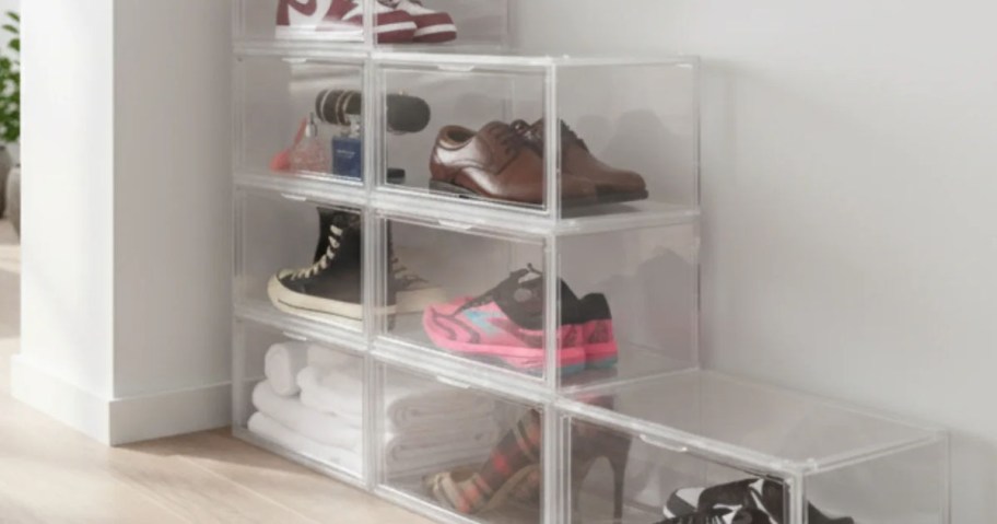 Kicks & Co Transparent Shoe Organizer & Display Case 5-Pack