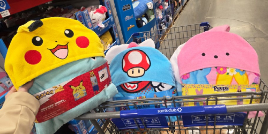Kids Character Hooded Towels Just $19.98 at Sam’s Club | Pokemon, Hello Kitty, & Peeps
