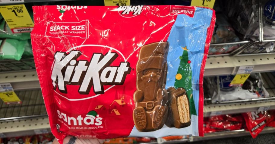 A bag of KitKat Santas