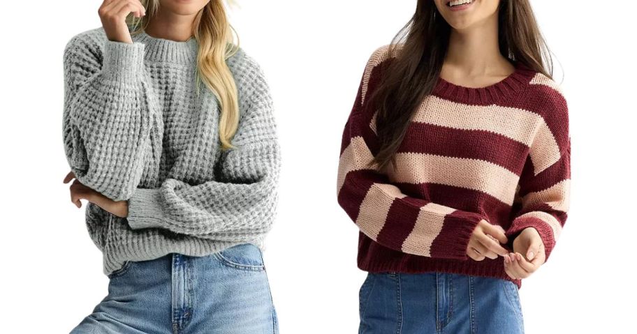 2 women wearing sweaters