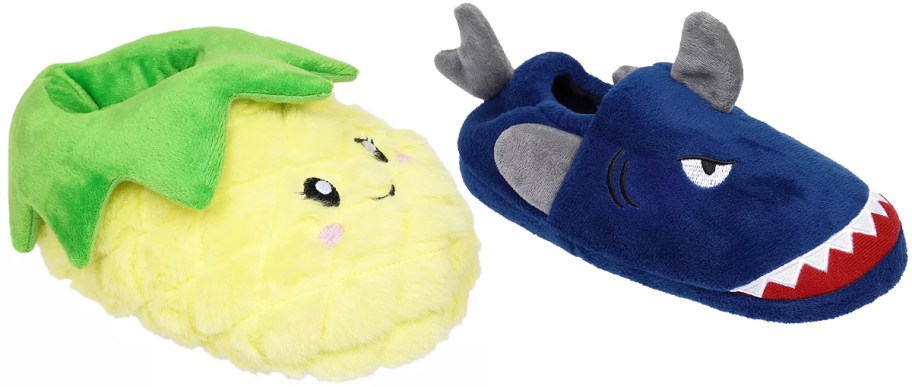 pineapple and shark slippers