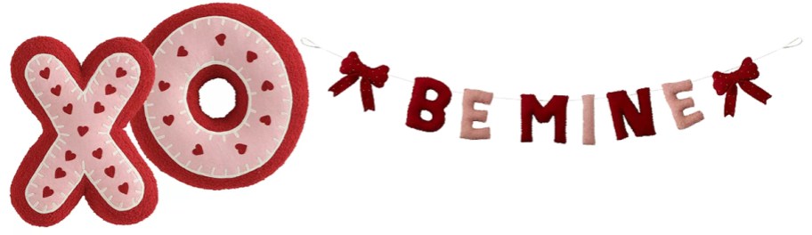 valentines day throw pillows and banner