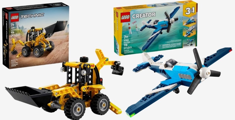 lego backhoe and plabe