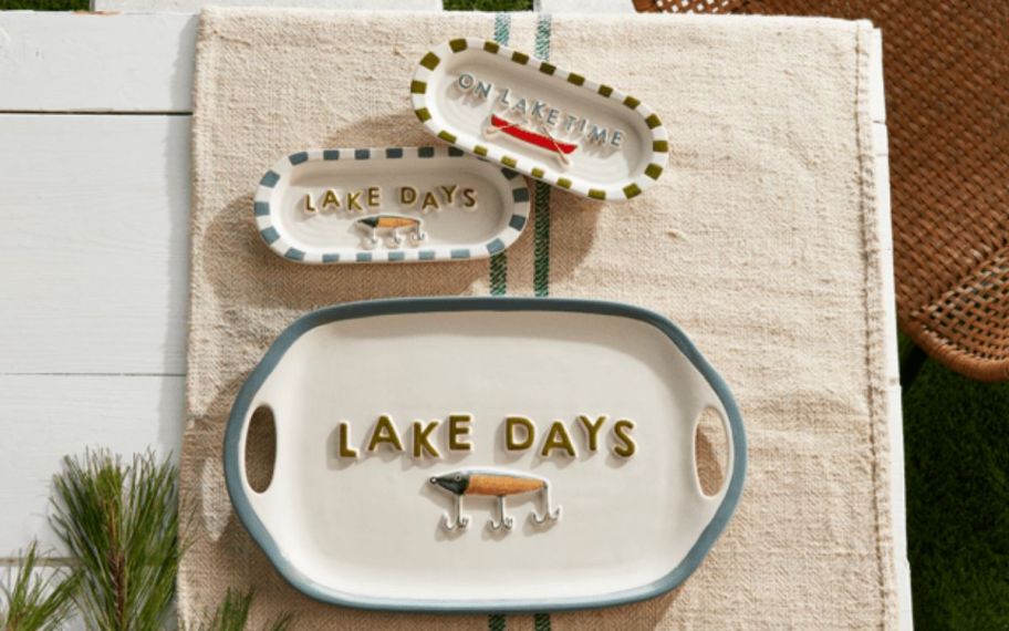 Three Lake day plates on top of the table 