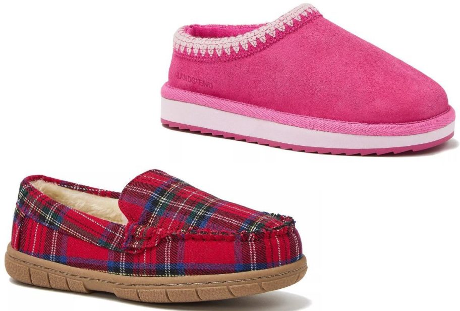 Stock images of two lands end kids slippers