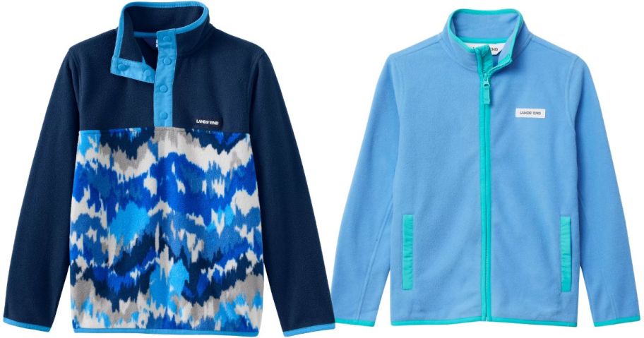 a kids sized blue and light blue jacket