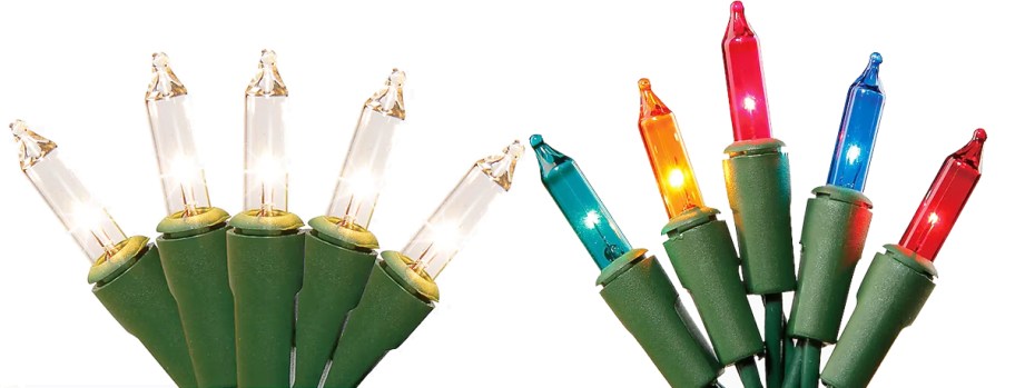 strings of clear and multi-colored string lights