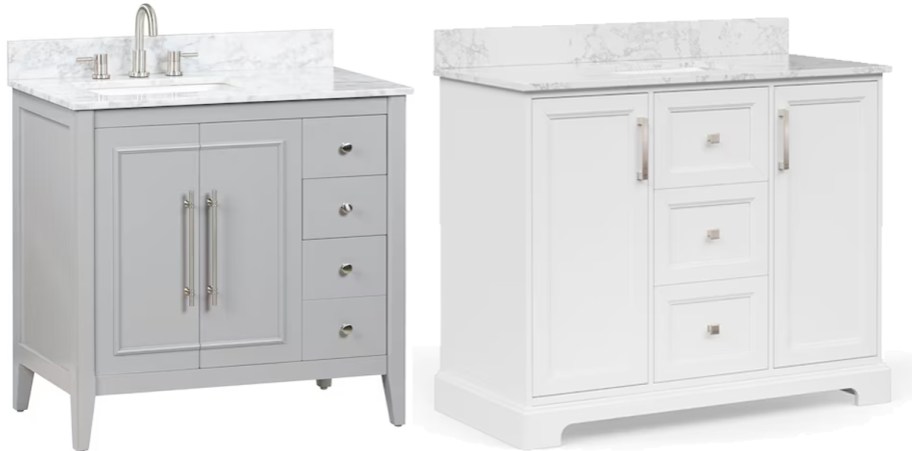 grey and white bathroom vanities