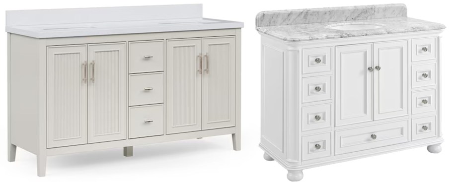 two white bathroom vanities